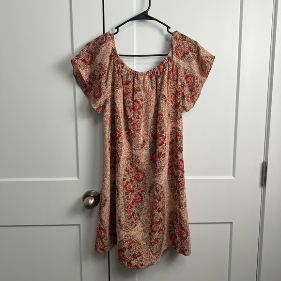 Madewell Silk Cold Shoulder Women's Dress in Watercolor Paisley Print Size Med - Picture 3 of 10